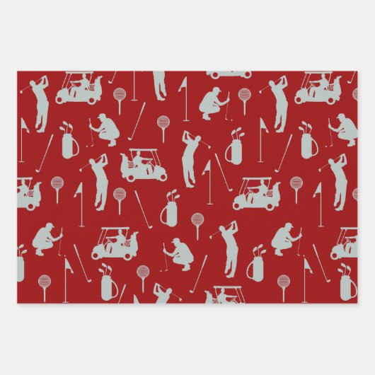 Golf Golfer Golf Cart und Bag Geschenkpapier Set (Vorderseite 3)