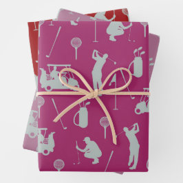 Golf Golfer Golf Cart und Bag Geschenkpapier Set