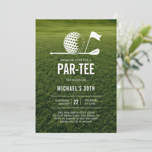 Golf Golfer Golfing Minimalistisch Men 30. Geburts Einladung (Stehend Vorderseite)