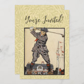 Golf Golfer Vintag antikes Golfspielen Einladung (Vorne/Hinten)