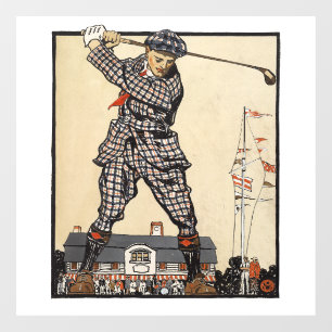 Golf Golfer Vintag antikes Golfspielen Fensteraufkleber