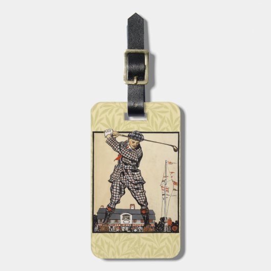 Golf Golfer Vintag antikes Golfspielen Gepäckanhänger (Vorderseite vertikal)