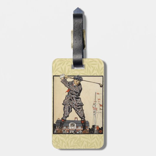 Golf Golfer Vintag antikes Golfspielen Gepäckanhänger (Rückseite vertikal)