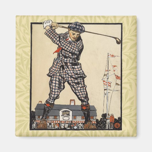Golf Golfer Vintag antikes Golfspielen Magnet (Vorne)