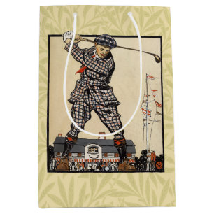 Golf Golfer Vintag antikes Golfspielen Mittlere Geschenktüte