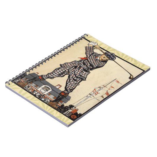 Golf Golfer Vintag antikes Golfspielen Notizblock (Linke Seite)