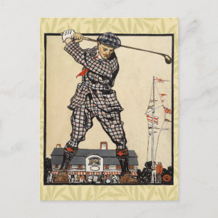 Golf Golfer Vintag antikes Golfspielen Postkarte