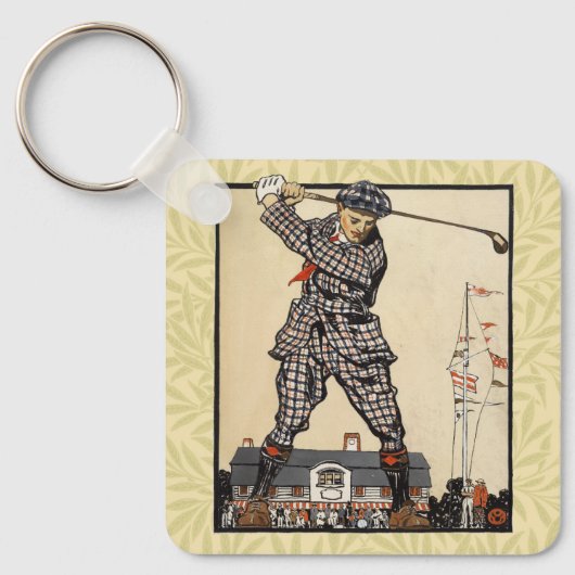 Golf Golfer Vintag antikes Golfspielen Schlüsselanhänger (Vorderseite)