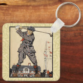 Golf Golfer Vintag antikes Golfspielen Schlüsselanhänger (Rückseite)