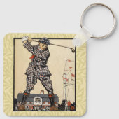 Golf Golfer Vintag antikes Golfspielen Schlüsselanhänger (Rückseite)