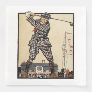Golf Golfer Vintag antikes Golfspielen Serviette