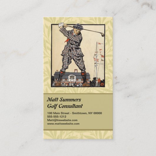Golf Golfer Vintag antikes Golfspielen Visitenkarte (Vorderseite)