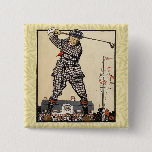 Golf Golfer Vintage Antik Golfen Button (Vorderseite)