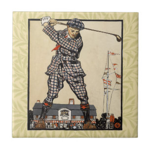 Golf Golfer Vintage Antik Golfen Fliese