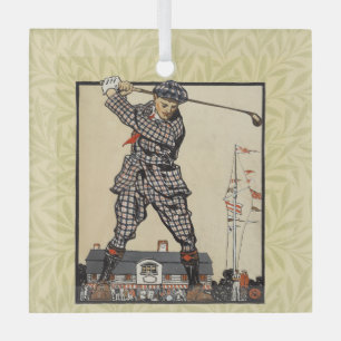 Golf Golfer Vintage Antik Golfen Ornament Aus Glas