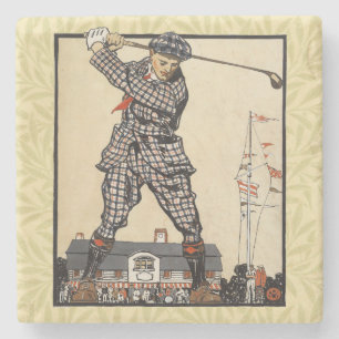 Golf Golfer Vintage Antik Golfen Steinuntersetzer