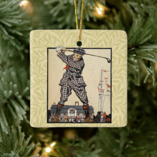 Golf Golfer Vintage Antik Golfspiel Keramikornament