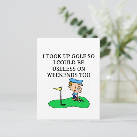 GOLF Golfer Witz Postkarte (Stehend Vorderseite)