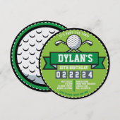 GOLF GOLFGAME Sports Kindergeburtstag Party Runde Einladung (Vorne/Hinten)
