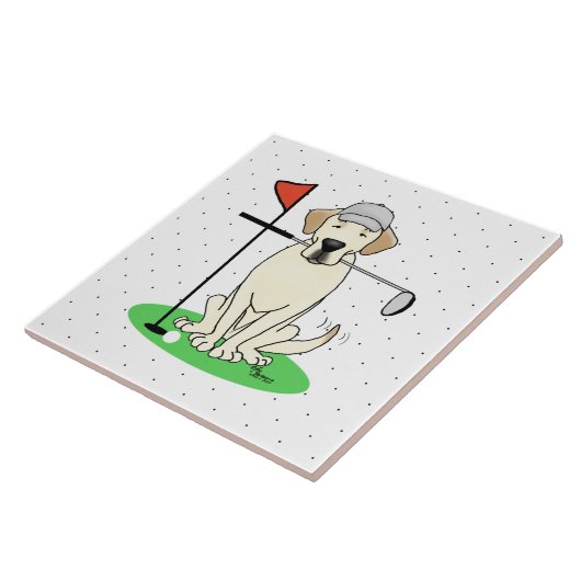 Golf Golfing Gelbe Labrador Labrador Retriever Dog Fliese (Seite)