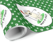 Golf Golfing Gelbe Labrador Labrador Retriever Dog Geschenkpapier (Rolleneckpunkt)