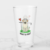 Golf Golfing Gelbe Labrador Labrador Retriever Dog Glas (Rückseite)