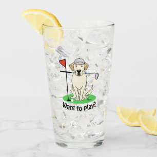 Golf Golfing Gelbe Labrador Labrador Retriever Dog Glas