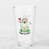 Golf Golfing Gelbe Labrador Labrador Retriever Dog Glas (Vorderseite)