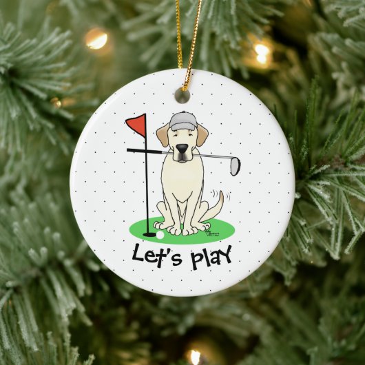 Golf Golfing Gelbe Labrador Labrador Retriever Dog Keramik Ornament (Baum)