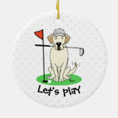 Golf Golfing Gelbe Labrador Labrador Retriever Dog Keramik Ornament (Hinten)