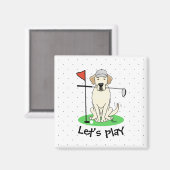 Golf Golfing Gelbe Labrador Labrador Retriever Dog Magnet (Vorderseite/Rückseite)