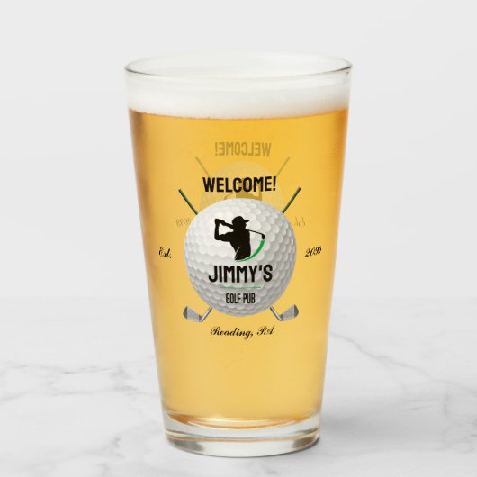 Golf Golfspielen Golfer Ball Clubs Beer Pint Glass Glas (Vorne (Gefüllt))