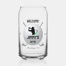 Golf Golfspielen Golfer Ball Clubs Bierkrug Glas