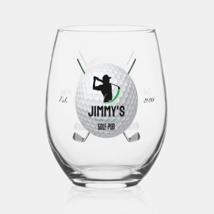 Golf Golfspielen Golfer Ball Clubs Cocktail Weinglas Ohne Stiel
