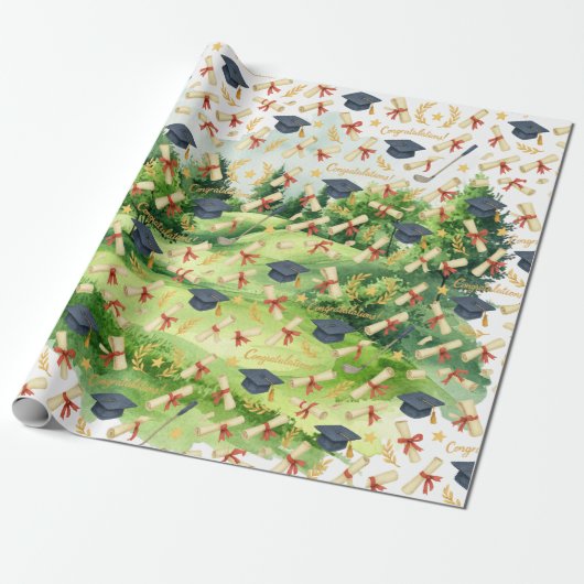 Golf Graduation themed for Cat Lover Golfer Geschenkpapier (Ungerollt)