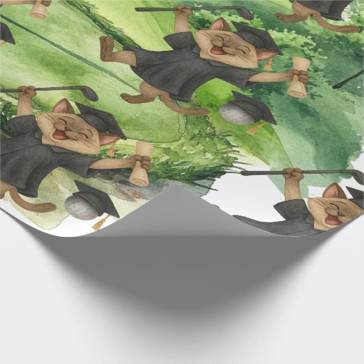 Golf Graduation themed for Cat Lover Golfer Geschenkpapier (Ecke)