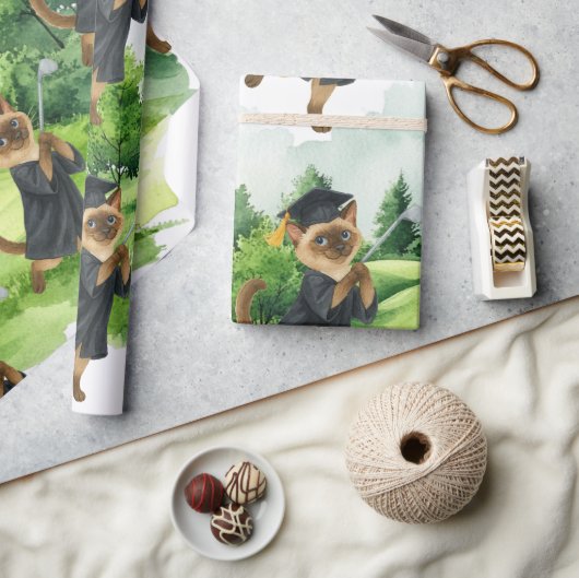 Golf Graduation themed for Cat Lover Golfer Geschenkpapier (Kunsthandwerk)