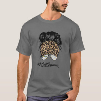 Golf Grammy Messy Hair Bun Leopard Frauen Mutter T-Shirt