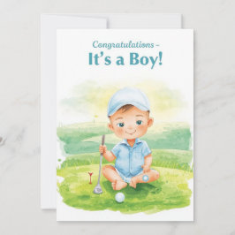 Golf Gratulation Es ist ein Junge Karte | Baby Gol