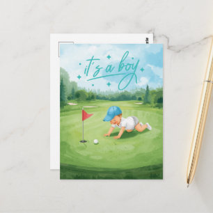 Golf Gratulation Es ist ein Junge Karte   Baby-Gol