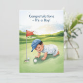 Golf Gratulation Es ist ein Junge Karte | Baby-Gol (Stehend Vorderseite)