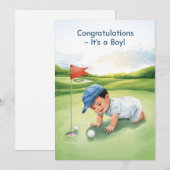 Golf Gratulation Es ist ein Junge Karte | Baby-Gol (Vorne/Hinten)