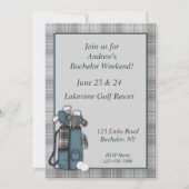 Golf Gray Kariert Einladung (Vorderseite)