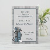 Golf Gray Kariert Einladung (Stehend Vorderseite)