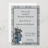 Golf Gray Kariert Einladung (Vorne/Hinten)