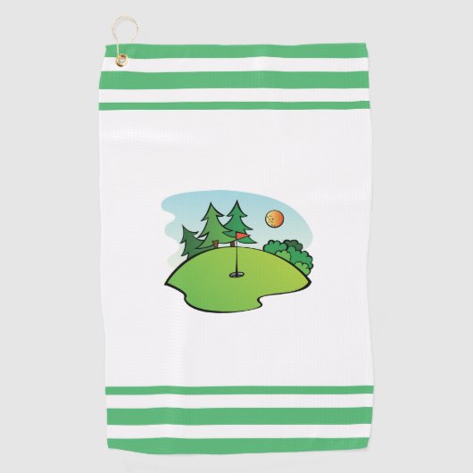 Golf Green mit Flag und Ball Golfhandtuch (Vorderseite)