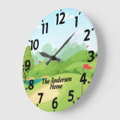 Golf Green mit Personalisiertem Namen Große Wanduhr (Winkel)