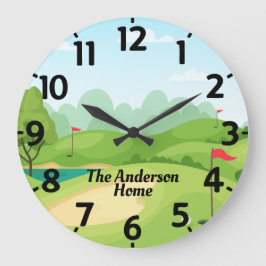 Golf Green mit Personalisiertem Namen Große Wanduhr