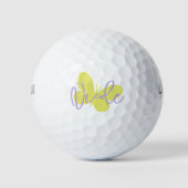 Golf Green Schmetterling und lila Skriptname Golfball (Vorderseite)