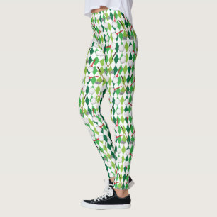 Golf Green White Raute Muster Leggings